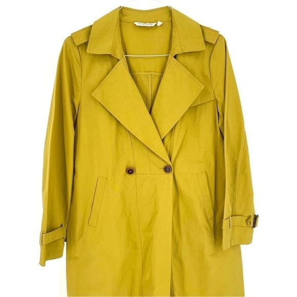 Soft Surroundings Longline Lemon Grass Bright Trench Coat - Picture 3 of 7